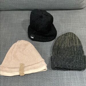 Cozy Knit Beanie Set - Black, Olive, and Beige